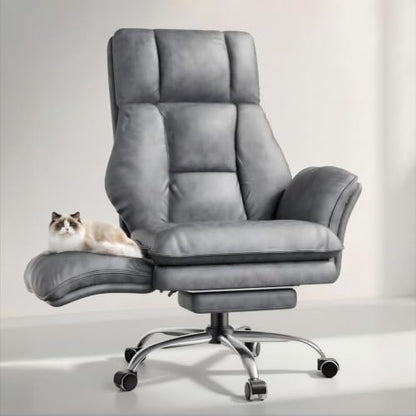 Big and Tall Office Chair, Flip Armrests for Pets & Cross Legged Sitting | Executive Ergonomic Computer Gaming Chair with Foot Rest, Tech Fabric Wide Seat Reclining Desk Chair，Grey - color: Tech Grey