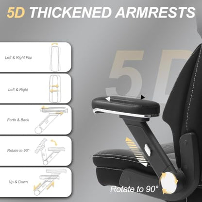 Big and Tall Office Chair,5D Flip Arms Wide Office Chair,Balck - color: Black, style: 5D Armrest