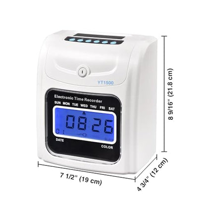 Electronic Time Clock Attendance Machine, LCD Display, Automatic Time Calibration, Wall-Mounted Desktop Employee Attendance Punch Time Clock Recorder (Time Systems + Card Rack)