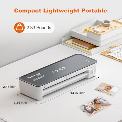 Bonsaii 9 Inch Laminator Machine with 50 Laminating Sheets, Jam-Free Tech - color: Grey