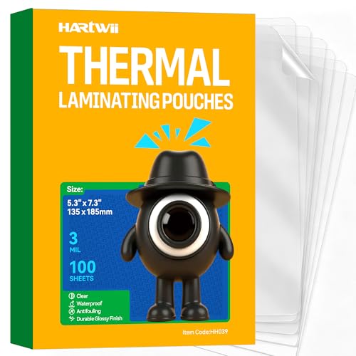 100 Pack Thermal Laminating Pouches 5.3x7.4Inches 3mil Laminating Sheets for Photo Card Documents, Clear Rounded Corner, Crystal Clear, Dry-Erase Friendly, Compatible with Laminators - size: 5.3x7.4"_3mil
