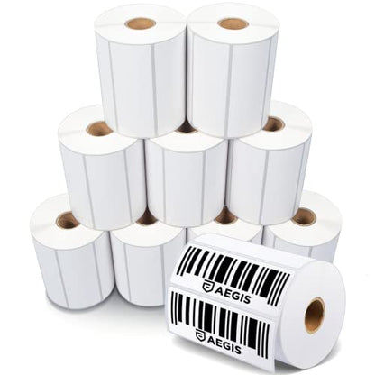 4" X 1.5" Direct Thermal Labels (9000 Count, 10 Rolls) - Barcode Labels | Wide Thermal Sticker Roll for Carton and Product Identification - Compatible With Zebra and Rollo Printers - Aegis Adhesives - size: 4" X 1.5"