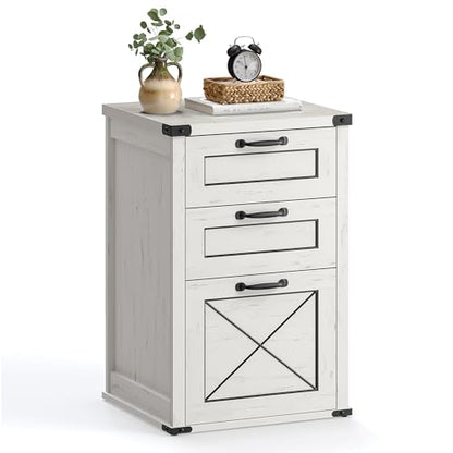 VASAGLE File Cabinet, Filing Cabinet with 3 Drawers, Printer Stand, Fit A4, Letter Size, Hanging File Folders, Modern Farmhouse Style, for Home Office, Rustic White UOFC054T73 - color: Rustic White, style: 3 Drawers