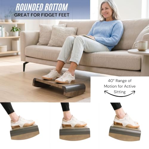 Tiel Designs Ergonomic Under Desk Footrest for Posture Support, Solid Wood, Non Slip Office Foot Stool, Angled Desk Foot Rest for Home and Office