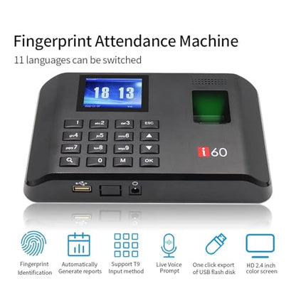 Biometric Attendance System USB Fingerprint Exit Record Recorder Reader Time Clock in Employees Date Machine Electronic Device