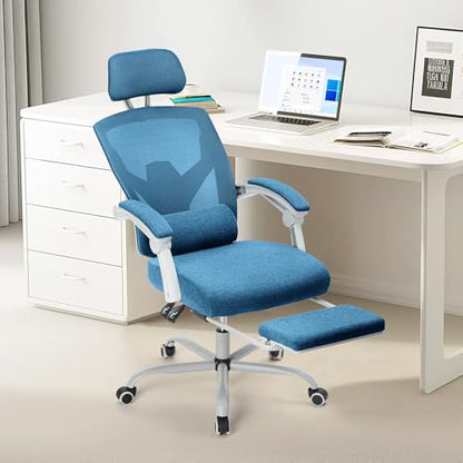 Sweetcrispy Ergonomic Office Desk Chair, Swivel Computer Chair | High-Back Mesh, 360° Rolling Work, Comfy Arms, Home Office Bedroom Study Student, Blue - color: Blue