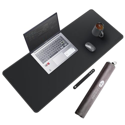 CENNBIE Leather Desk Mat Protector, 35.5" x 16" Office Desk Pad (Black) - color: Black, size: 35.5" x 16"