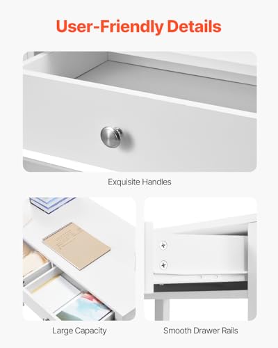 VEVOR Small Desk with Drawers, 39 Inch Wide Computer Desk with Storage, Wooden Table for Home Office, Vanity Desk with Drawers, Study Table for Adults/Students for Drawing, Reading, Writing - size: 39.37"D x 18.90"W x 29.57"H