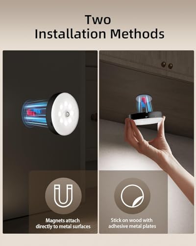 EZVALO RGB Under Cabinet Puck Lights with Remote, Motion Sensor Lights - color: Black