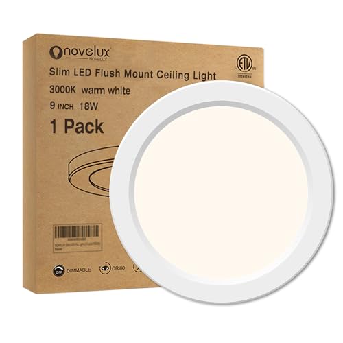 Flush Mount Ceiling Light Fixture - ETL Certified - 9 Inch Dimmable 3000K Warm White LED, 0.63'' Ultra Thin Round Design for Bedroom, Bathroom, Kitchen, Hallway, Basement, Closet (1-Pack)‌ - color: White, 3000K, size: 9 inch (1 Pack)