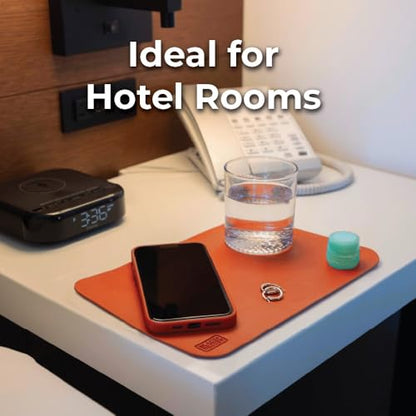 BLACK+DECKER Water-Resistant Nightstand Mat, 7.5" x 11" – Protects Nightstands from Liquids & Dirt, Travel-Ready, Stylish PU Leather Protector, Night Stand Covers, End Side Table Pad, Coffee Table Top