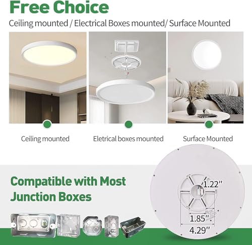 9Inch 6PK White LED Flush Mount Ceiling Light, Dimmable 5CCT, 18W, 1860LM | 2700K/3000K/4000K/5000K/6000K CCT, White Close to Ceiling Round Flat Panel Light, Super Slim LED Ceiling Light for Bedroom - color: White, size: 9"-6PK-DM