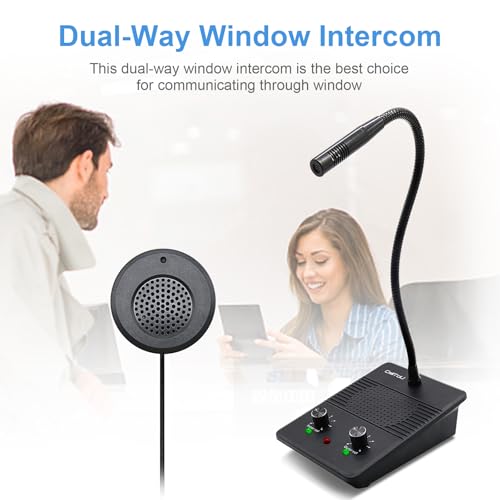 CallToU Window Speaker Intercom System,Dual Way Anti-Interference Intercommunication Microphone Talk Through Glass Window,for Business,Bank,Office,Hospital,Counter,Store,Station,School and More - color: Black 4