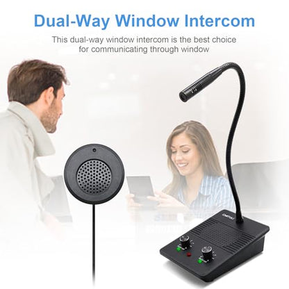 CallToU Window Speaker Intercom System,Dual Way Anti-Interference Intercommunication Microphone Talk Through Glass Window,for Business,Bank,Office,Hospital,Counter,Store,Station,School and More - color: Black 4