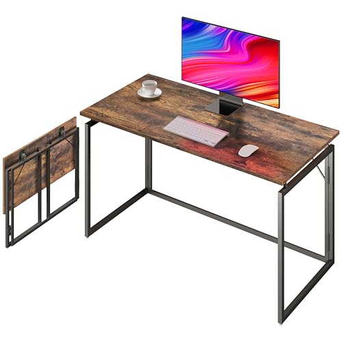 alawooder 39.4" Folding Desk: No Assembly, Wood Top for Small Spaces - color: Rustic Brown, size: 39.4"W x 19.7"D