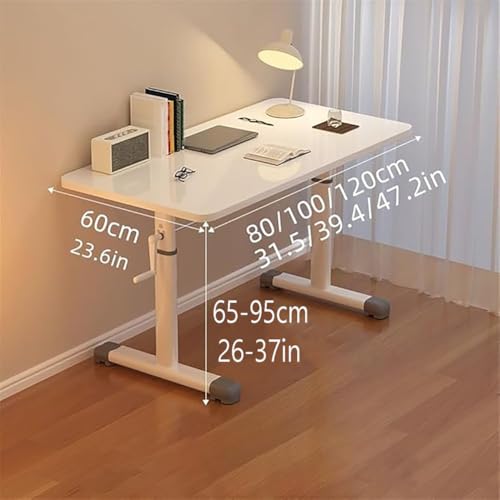 Adjustable Manual Standing Desk 80cm Height Adjustable Work Table Hand Crank Sit Stand Home Office Computer Desk Ergonomic Workstation in White (White 100cm) - size: 100cm