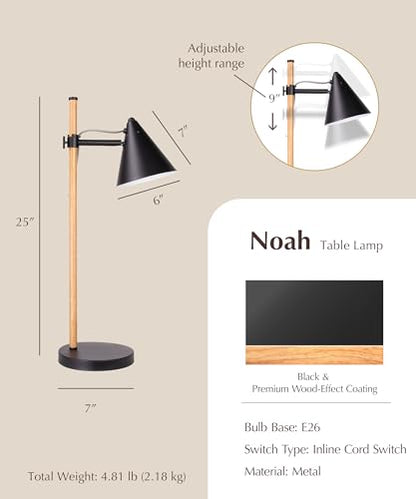 HarvestLand Noah Desk Lamp, Adjustable Reading Lamp, Home Office & Bedside | 345° Adjustable Architect Desk Lamp, Focused Task lighting, Home Office Table lamp, Bedroom,Living Room Lamp