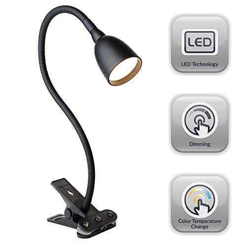 Newhouse Lighting NHCLP-OL-BK Olivia Dimmable and Color Temperature Changing Clamp Light Desk Lamp Black - color: Dimmable Black