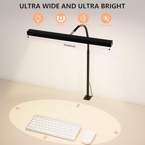 LED Desk Lamp for Office Home, Adjustable Flexible Eye-Caring Desk Light with,5 Modes 10 Brightness Adjustment, USB Adapter Desk Lamp with Clamp-T-B - style: T-Black