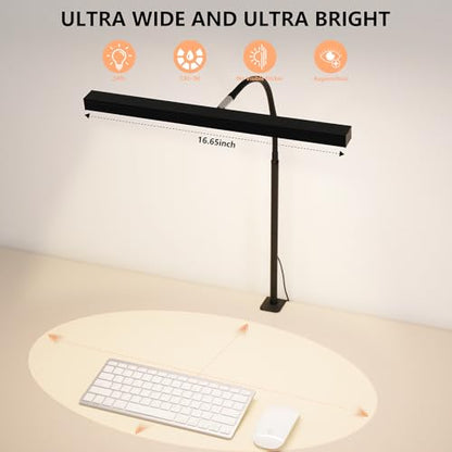 LED Desk Lamp for Office Home, Adjustable Flexible Eye-Caring Desk Light with,5 Modes 10 Brightness Adjustment, USB Adapter Desk Lamp with Clamp-T-B - style: T-Black
