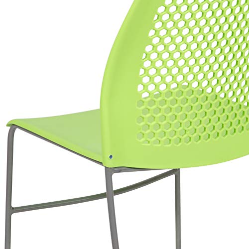 Flash Furniture Hercules Stack Chair with Air-Vent Back, Green | Sled Base, Powder Coated, 661 LBS. Weight Capacity - color: Green, size: Set of 1