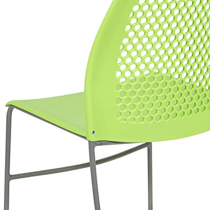 Flash Furniture Hercules Stack Chair with Air-Vent Back, Green | Sled Base, Powder Coated, 661 LBS. Weight Capacity - color: Green, size: Set of 1
