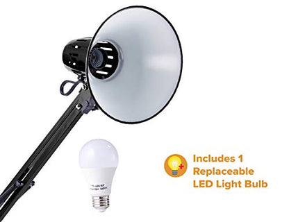 Bostitch Office VLF100D Swing Arm Desk Lamp, Metal, 36" Reach with Multi-Joint Adjustment, Includes Replaceable LED Bulb (VLF), Black - size: Desk 36" Reach, style: Base, Black