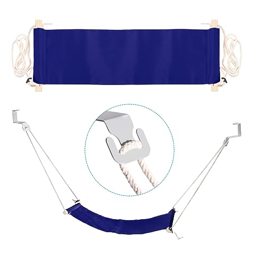PATIKIL Foot Hammock Under Desk, Adjustable Foot Rest Sling with Hooks Portable Desk Footrest for Airplane Travel Home Office, Dark Blue Style 1 - color: Dark Blue