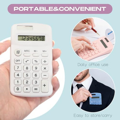 Flutesan 30 Pack Pocket Calculator,White, Pink, Blue - color: White, Pink, Blue