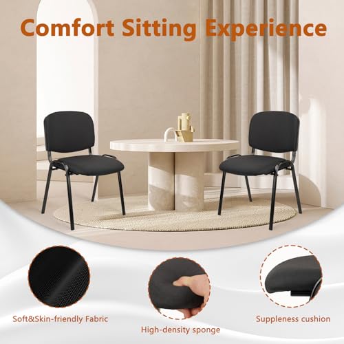 CLATINA Set of 10 Pack Stackable Waiting Room Chair Fabric Black Reception Chairs Metal with Thickened Seat Back Cushion for Waiting Conference Room Guest Chairs (10 Pack) - color: Black, size: 10 Pack