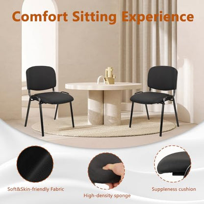 CLATINA Set of 10 Pack Stackable Waiting Room Chair Fabric Black Reception Chairs Metal with Thickened Seat Back Cushion for Waiting Conference Room Guest Chairs (10 Pack) - color: Black, size: 10 Pack