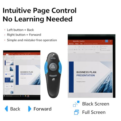 Presentation Clicker for PowerPoint, Wireless Presenter Remote USB Receiver