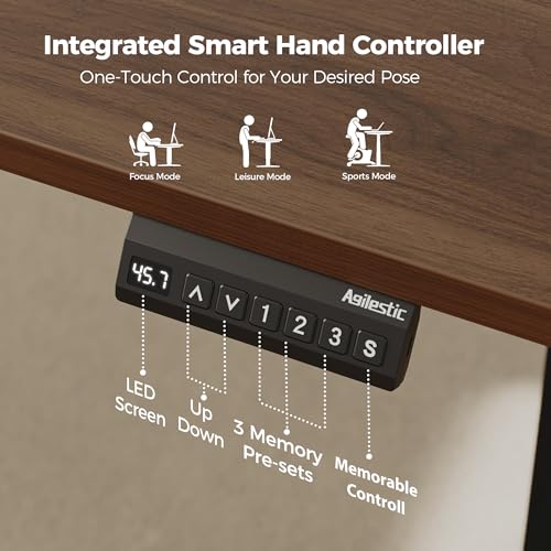 Agilestic L Shaped Standing Desk Adjustable Height, 75 Inch, Dark Walnut - color: Dark Walnut, size: 75 x 61 Inch