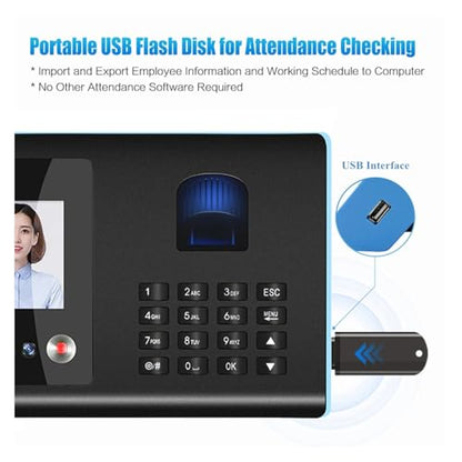 Intelligent Attendance Machine Face Fingerprint Password Recognition Mix Biometric Time Clock for Employees with Voice Broadcast for Offices, Factories, Hotels, Schools and More