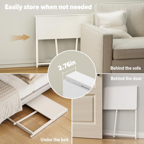 WOHOMO Folding Desk, 39.4" Foldable Computer Table for Small Spaces, White - color: White, size: Large Size:39.4 x 15.7