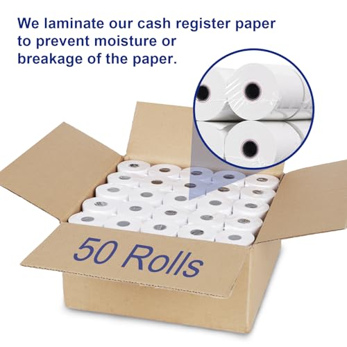 (50 Rolls)2 1/4 x 85 Thermal Paper Rolls 48GSM BPA FREE Receipt Rolls Thermal Teceipt Paper 2 1/4 85 Thermal Printer Paper Compatible with Printers, POS Cash Register,Credit Card - size: 2 1/4 in x 85 ft 50 rolls