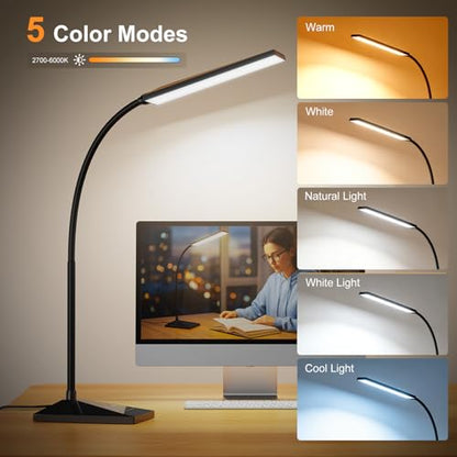 LED Desk Lamp, Eye-Caring Desk Light - color: Jet Black
