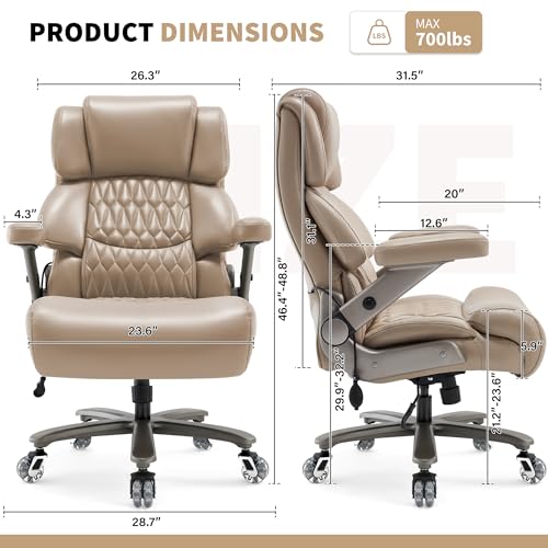700lbs Big and Tall Office Chair, Large Heavy Duty Computer Desk Chair - color: Khaki