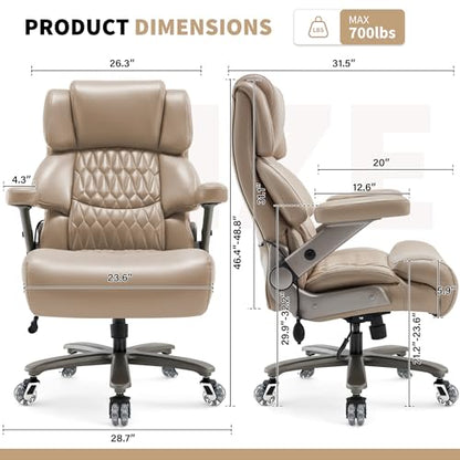 700lbs Big and Tall Office Chair, Large Heavy Duty Computer Desk Chair - color: Khaki