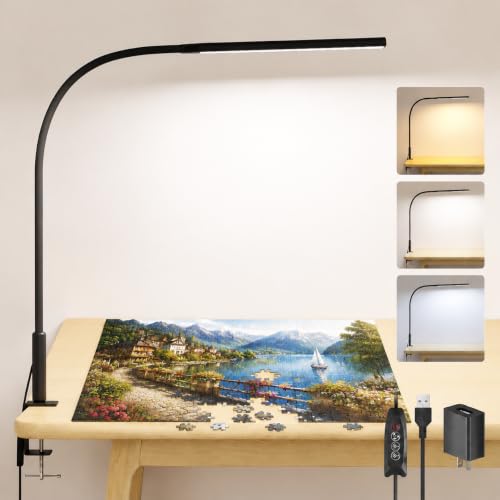 18W LED Puzzle Light with Clamp, Jigsaw Puzzle Lamp for Adults - color: Black Pro