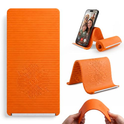 Flexible Silicone Aluminum Phone Stand,2026 New Anti-Slip Fexible Silicone Phone Holder,Folded into Any Shape Phone Holder for Tablet Laptop,Travel, Desk,Bed,Treadmill (Orange 1PCS) - color: Orange