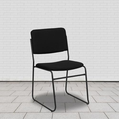 Flash Furniture 5 Pack HERCULES Series 500 lb. Capacity High Density Black Fabric Stacking Chair with Sled Base - color: Black Fabric/Black Frame, size: Set of 5