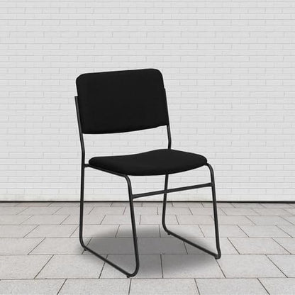 Flash Furniture 5 Pack HERCULES Series 500 lb. Capacity High Density Black Fabric Stacking Chair with Sled Base - color: Black Fabric/Black Frame, size: Set of 5