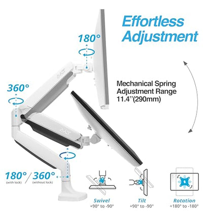 AVLT Single 17"-45" Monitor Arm Desk Mount Premium - White - color: White