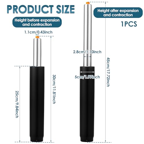 12-18 inch Universal Office Chair Gas Lift Cylinder, 2 Office Seat Gas Lift Cylinder Replacement, Supports up to 450 lbs, Hydraulic Pneumatic Shock Piston, Fit for Most Chairs