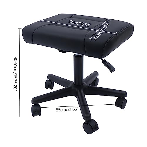 Adjustable Height Office Footrest with Wheels 360 Rolling Multi-Use Stool for Gaming Home Office, Black