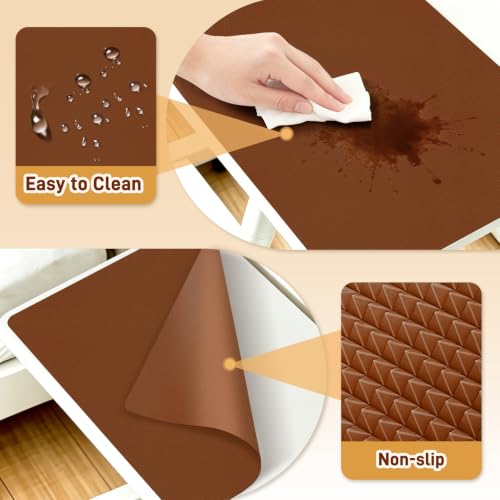 PU Leather Desk Protector/Nightstand Mat, 23.6X15.7 in Brown - color: Brown, size: 23.6" x 15.7"