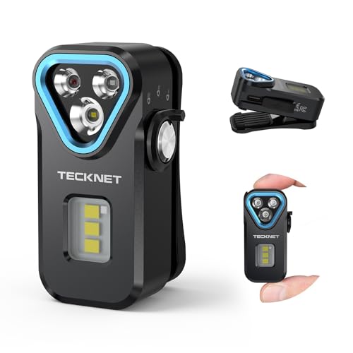 TECKNET EDC Flashlight Clip-on Light, Rechargeable Mini Pocket Flashlight | 650 Lumens, 7 Lighting Modes, Magnetic Flash Lights, IPX6 Waterproof, Small Keychain Light for Outdoor or Home Emergencies