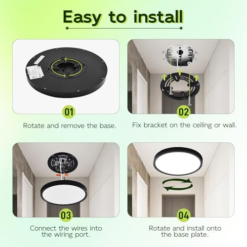 hykolity 9 Inch Selectable CCT LED Round Flat Panel Light,1800LM,2 Pack | 18W 3000K/4000K/5000K, Edge-Lit Flush Mount Ceiling Light Fixture for Kitchen, Bedroom, Laundry and Closet Room,Black - color: Black, size: 9 inch
