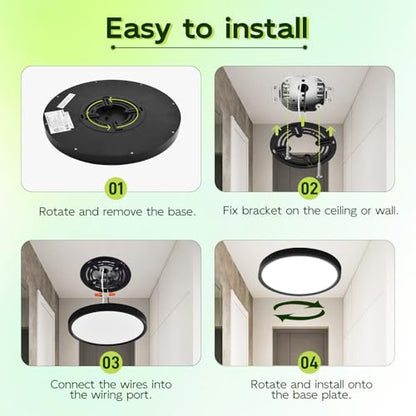 hykolity 9 Inch Selectable CCT LED Round Flat Panel Light,1800LM,2 Pack | 18W 3000K/4000K/5000K, Edge-Lit Flush Mount Ceiling Light Fixture for Kitchen, Bedroom, Laundry and Closet Room,Black - color: Black, size: 9 inch